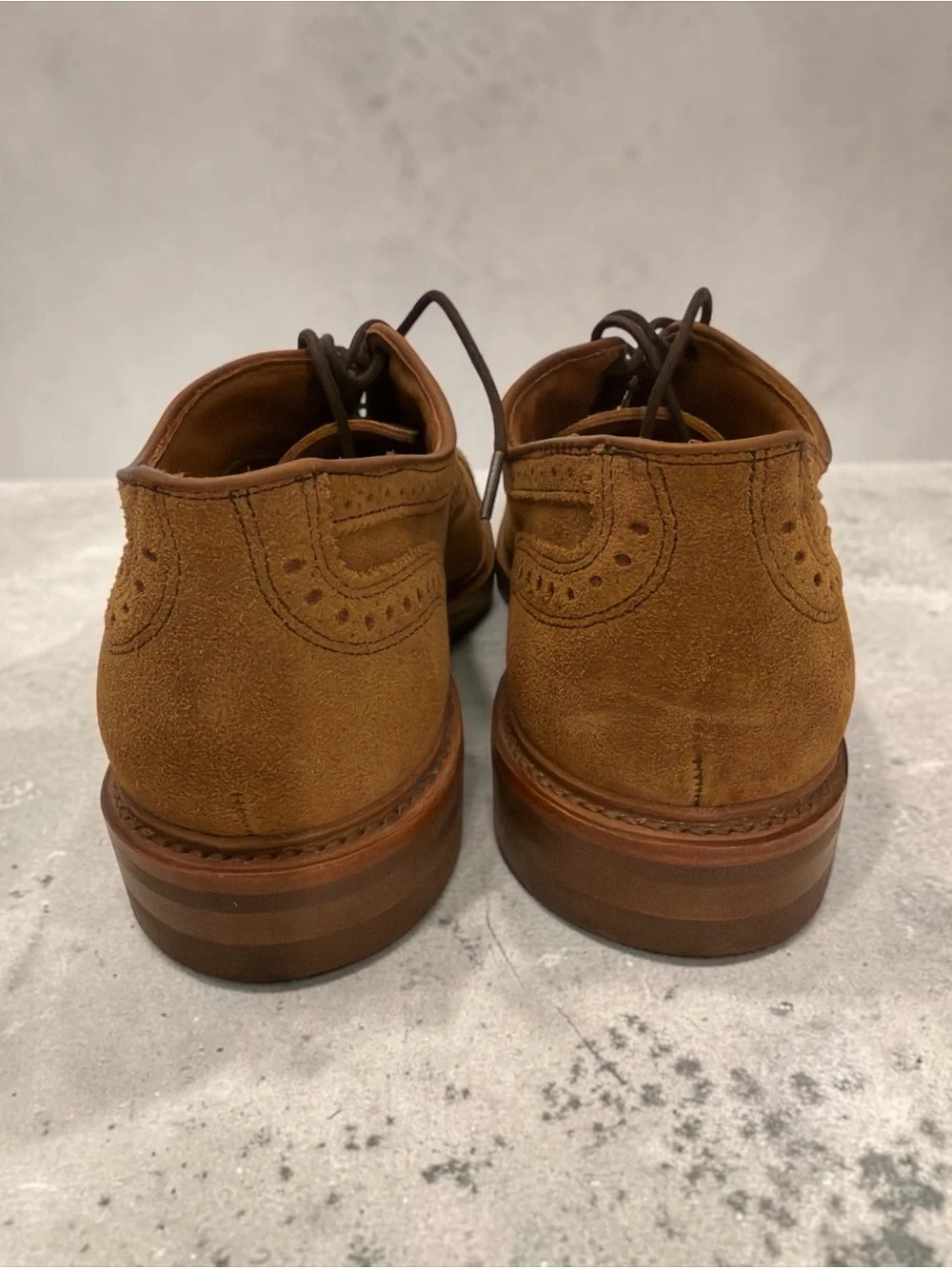 Allen Edmonds Mustard Tan Suede Brogue Oxfords